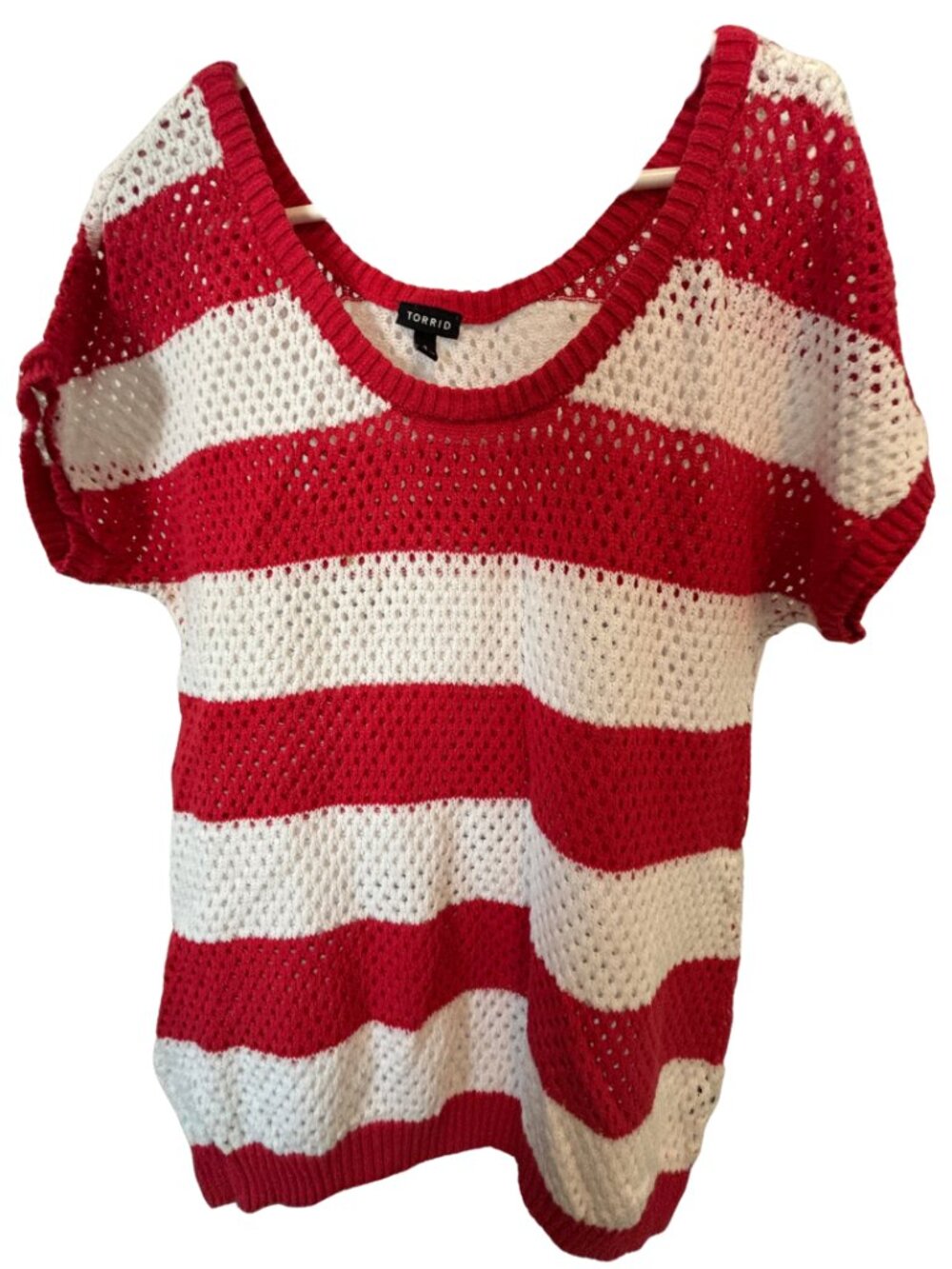 Torrid loose-knit sweater red and white stripe size 1